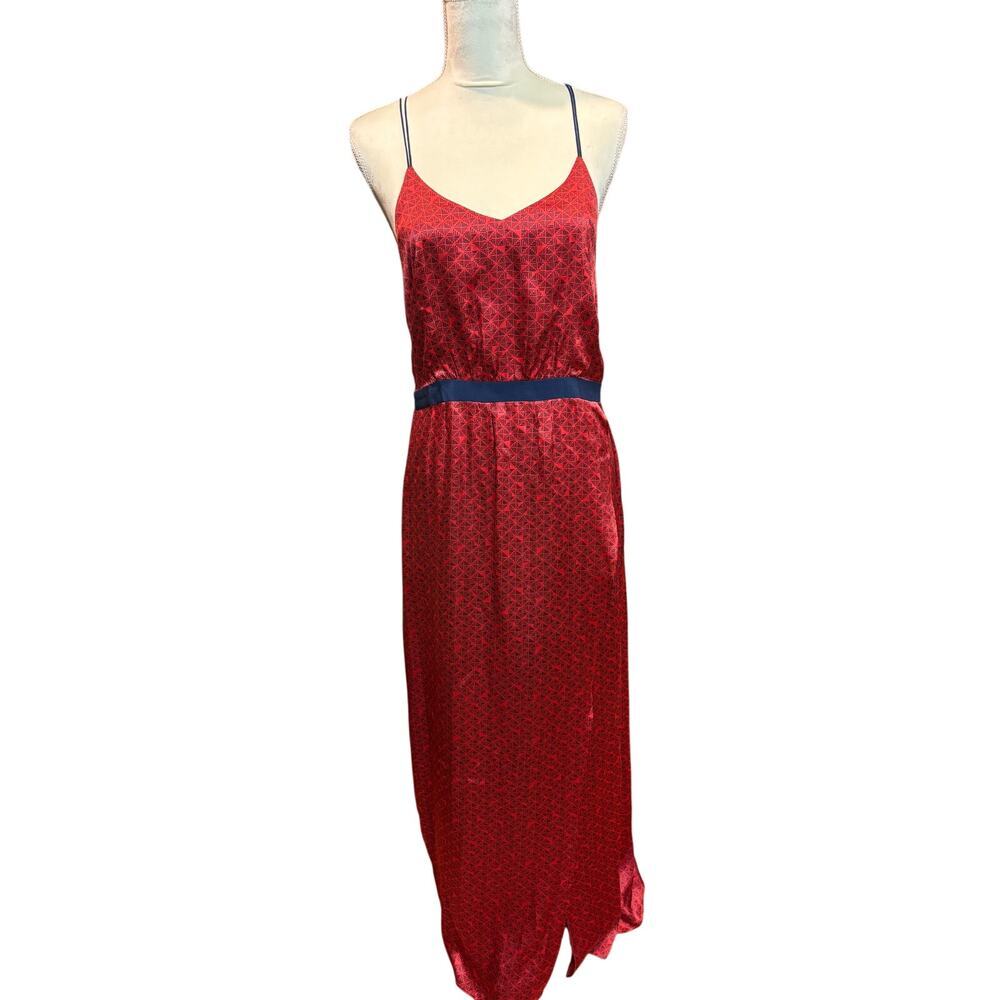 Red Metiseko Silk Sleeveless Patterned Maxi Dress Size M